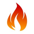 Fire icon vector. Illustration of a fire flame in orange color. Royalty Free Stock Photo