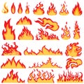 Fire icon vector set. Flame illustration sign collection. Burn symbol. Hot logo. Royalty Free Stock Photo