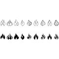 Fire icon vector set. Flame illustration sign collection. hot symbol. burn logo. Royalty Free Stock Photo