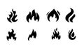 Fire flames, set vector icons Royalty Free Stock Photo