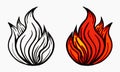 Fire Icon Vector. Spurts of flame in black white and red. Vector illustration.