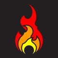 Fire icon vector template isolated. Flat flame logo design element. Flames symbol silhouette