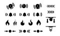 Isolated set of icons for marking firefighting equipment on white background.