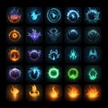 Fire icons set on black background. RGB EPS 10 vector illustration Royalty Free Stock Photo