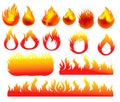 Fire icons set design Royalty Free Stock Photo