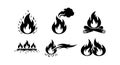 Fire icons set with flames smoke and campfire vector illustration for design and graphic projects Royalty Free Stock Photo