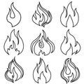 Fire icons vector set isolated on white Royalty Free Stock Photo