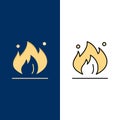 Fire, Industry, Oil, Construction  Icons. Flat and Line Filled Icon Set Vector Blue Background Royalty Free Stock Photo