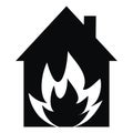 Fire insurance, house, black vector icon