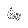 Fire insurance line icon Royalty Free Stock Photo