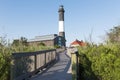 Fire Island Lighthouse from Boardwalk entrance Royalty Free Stock Photo