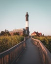 The Fire Island Lighthouse and boardwalk, Long Island, New York Royalty Free Stock Photo