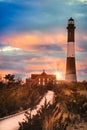 Fire Island Lighthouse at sunset, Long Island, New York