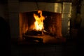 Fire isolated in black woods fireplace for background Royalty Free Stock Photo