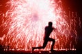 Fire juggler and sparks Royalty Free Stock Photo