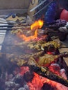 Fire  kabab sekh kabab Royalty Free Stock Photo