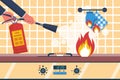 Fire in the kitchen. Accident in the kitchen vector Royalty Free Stock Photo