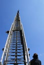 Fire ladder with fireman ontop