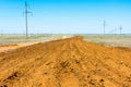 Fire lane in the Astrakhan steppe. Royalty Free Stock Photo