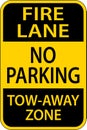 Fire Lane No Parking Tow Away Zone Sign On White Background