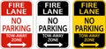 Fire Lane No Parking Tow Away Zone Sign On White Background Royalty Free Stock Photo