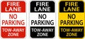 Fire Lane No Parking Tow Away Zone Sign On White Background Royalty Free Stock Photo