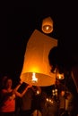 The sky floating lantern festival Royalty Free Stock Photo