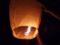 Fire lantern lighted ready to take off