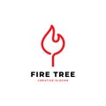 Fire leaf simple logo design monoline vector illustration