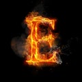 Fire letter E of burning flame light