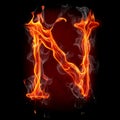 Fire letter isolated on black background