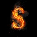 Fire letter S of burning flame light Royalty Free Stock Photo