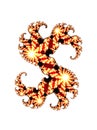 Fire letter S. Effect of Fractal Julia sets.