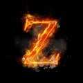 Fire letter Z of burning flame light Royalty Free Stock Photo