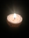 Fire light candle dark power failure alone Royalty Free Stock Photo
