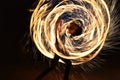 Fire light performance shaped like a circle and spiral