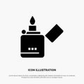 Fire, Lighter, Smoking, Zippo Solid Black Glyph Icon Royalty Free Stock Photo