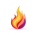 Fire logo design. Colorful flame icon. Bright burning flame or bonfire