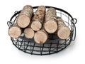 Fire logs whole round and cut isolated wood lumber Royalty Free Stock Photo