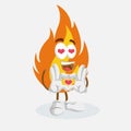 Fire mascot and background in love pose Royalty Free Stock Photo