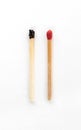 Fire matches pile on white. Red phosphorus heads Royalty Free Stock Photo