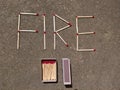 Fire Matches Writing and the Matchbox Royalty Free Stock Photo