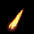 Fire meteorite icon, realistic style