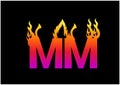 Fire MM letter logo and icon design template Royalty Free Stock Photo