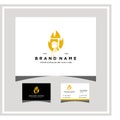 Fire monkey logo design with a business card vector