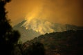 Fire in the mountains of California. Fires near Los Angeles. Smoke pollution in US air. Dangerous fire due to global
