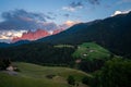 Fire mountains, sunset in the Dolomites.