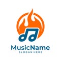 Fire Music Logo Vector. Music Fire logo design template