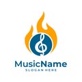 Fire Music Logo Vector. Music Fire logo design template