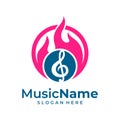 Fire Music Logo Vector. Music Fire logo design template